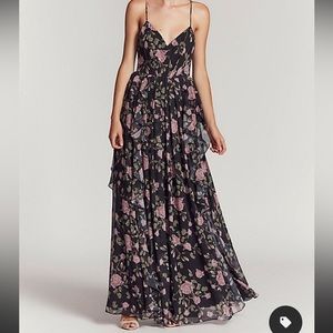 Fame Partner x Free People black floral gown in size 8